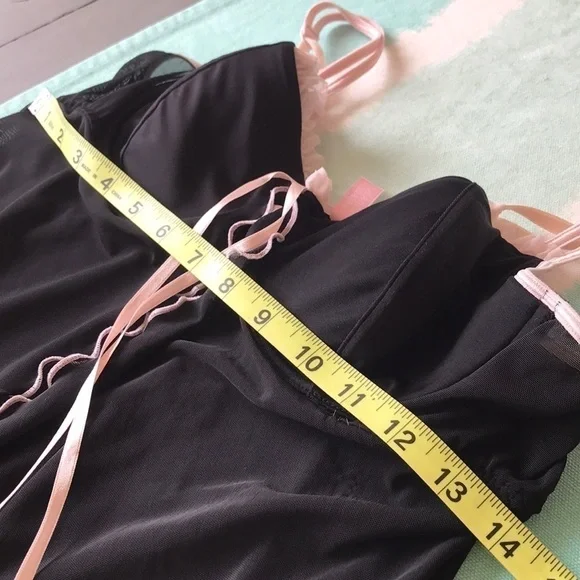 Victoria’s Secret Black Sheer Mesh Tie Front Babydoll Lingerie - Picture 8 of 9